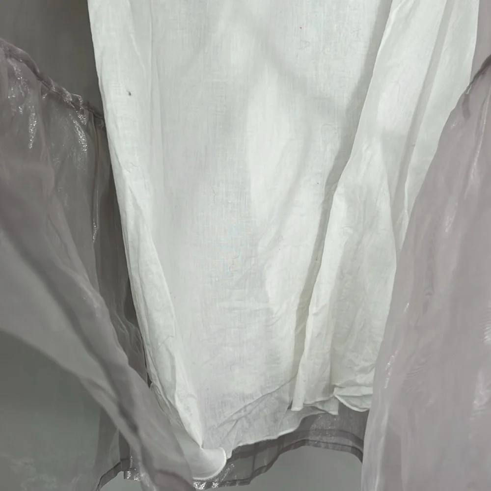 Douuod organza double layer silver tiered dress